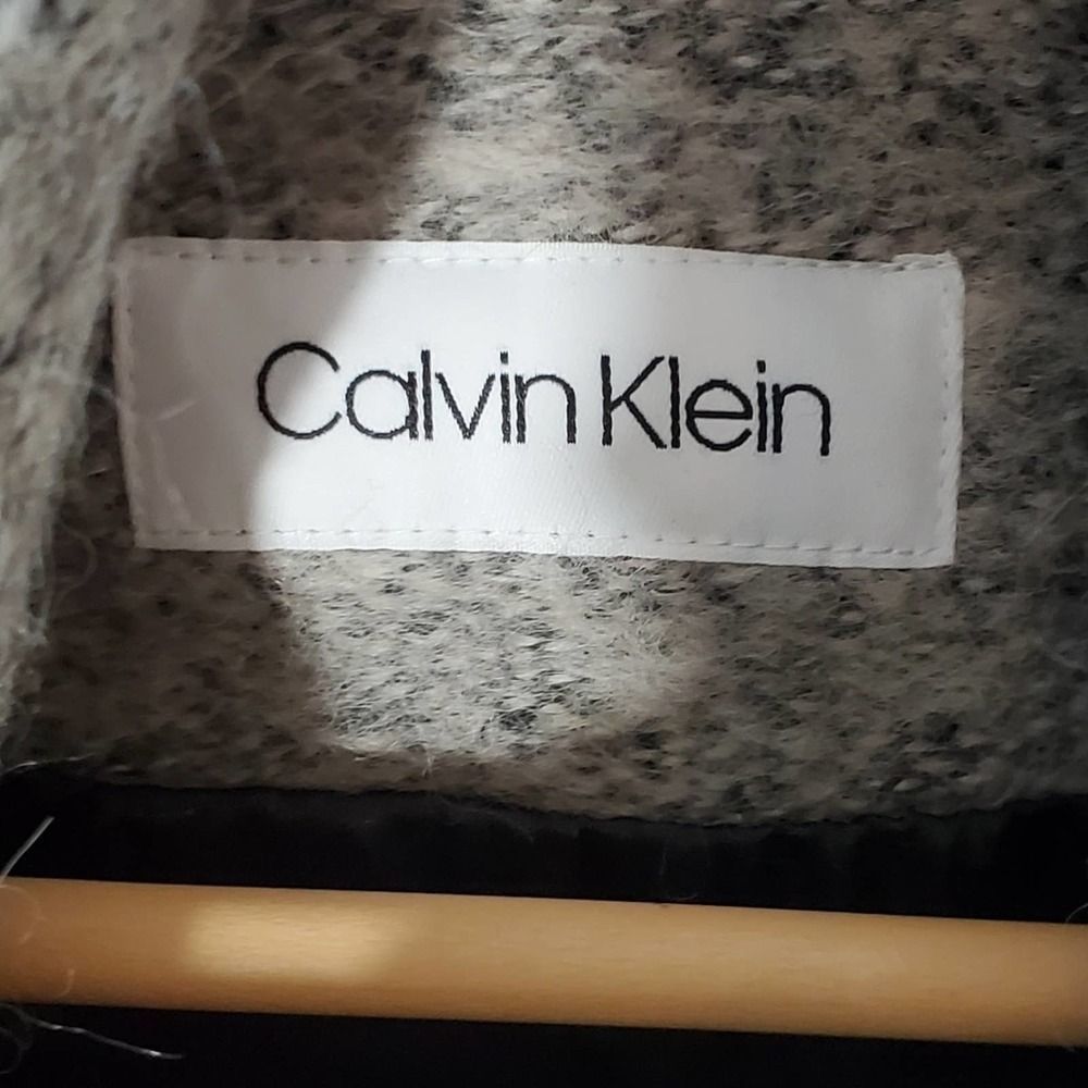 Calvin Klein Gray Wool-Blend Funnel Neck 3/4 Length Coat—Beautiful! - Picture 8 of 12